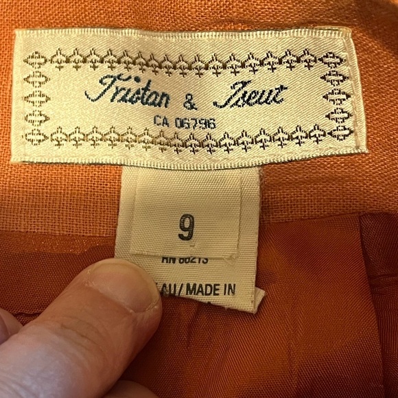 TRISTAN & ISEULT burnt orange linen skirt – size 9 - Picture 2 of 8